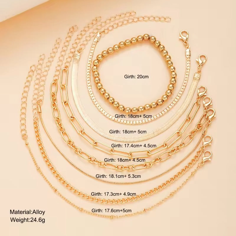 Gold Bracelets for Women Teen Girls, 14K Gold Plated Dainty Bracelets Set, Layered Chain Bracelets Pack Jewelry Gifts for Her