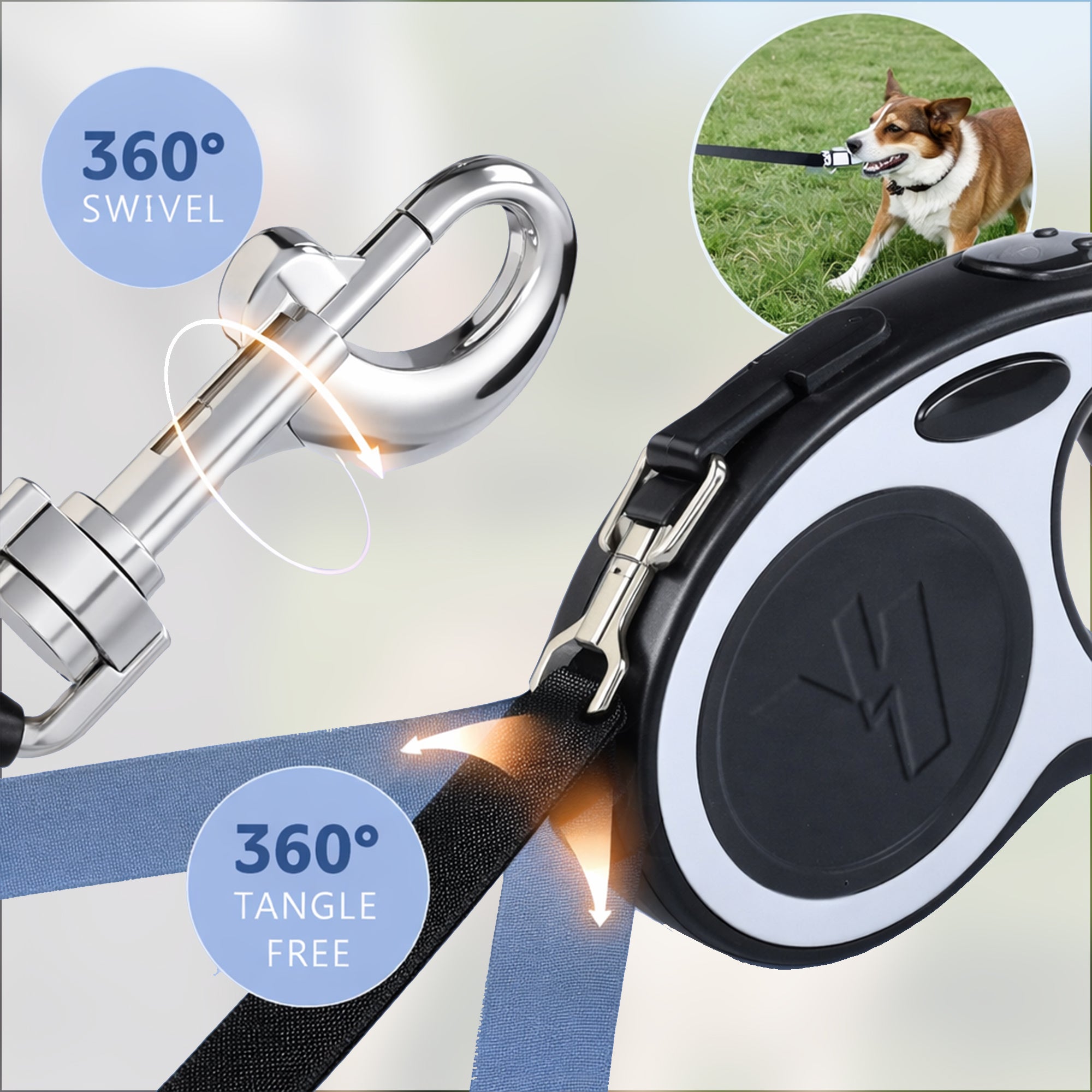 Retractable Dog Leash 26 FT, Heavy Duty Dog Leash for Dogs 50-110 lbs, Heavy Dut